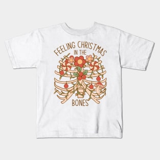 Skeletal Splendor: Feeling Christmas in the Bones Kids T-Shirt